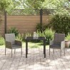 Ensemble de repas de jardin de 3 pièces avec coussins, gris, en poly rotin 