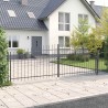 Portail de jardin avec pointe en lance, battant double gris 125x400 cm en acier. 