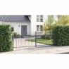 Portail de jardin avec pointe en lance, battant double gris 125x400 cm en acier. 