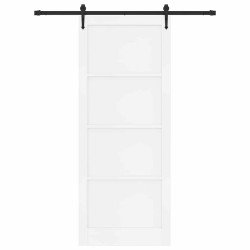 Porte Coulissante avec Quincaillerie Blanche 93x232 cm en Bois Massif de Pin 