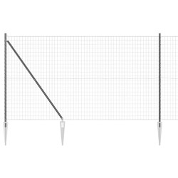Clôture Euro avec 7 poteaux pointus 1,6 x 10 m en acier galvanisé gris 