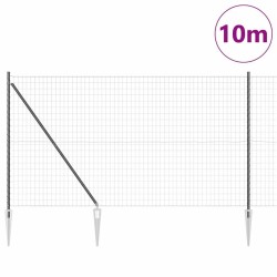 Clôture Euro avec 7 poteaux pointus 1,6 x 10 m en acier galvanisé gris 