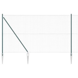 Clôture Euro avec 7 poteaux pointus 1,6 x 10 m en acier galvanisé vert 