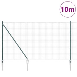 Clôture Euro avec 7 poteaux pointus 1,6 x 10 m en acier galvanisé vert 