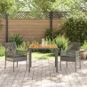 Ensemble de salle à manger de jardin de 3 pièces avec coussins gris en rotin synthétique 