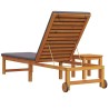 Chaise longue avec table et coussin en bois massif d'acacia 