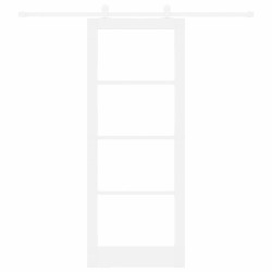 Porte coulissante avec kit de quincaillerie 'ORKDAL'Bois massif blanc et verre 