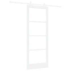 Porte coulissante avec kit de quincaillerie 'ORKDAL'Bois massif blanc et verre 
