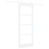 Porte coulissante avec kit de quincaillerie 'ORKDAL'Bois massif blanc et verre 