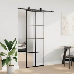 Porte coulissante kit de quincaillerie noir 76x205 cm verre ESG 