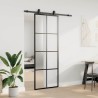 Porte coulissante kit de quincaillerie noir 76x205 cm verre ESG 