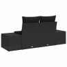 Canapé de jardin 2 places avec coussins Noir Rotin Synthétique 