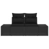 Canapé de jardin 2 places avec coussins Noir Rotin Synthétique 