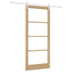 Ensemble de porte coulissante avec quincaillerie 93x211 cm en bois massif de pin 