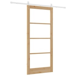 Ensemble de porte coulissante avec quincaillerie 93x211 cm en bois massif de pin 