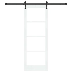 Porte Coulissante avec Quincaillerie Blanche 78x211 cm en Bois Massif de Pin 