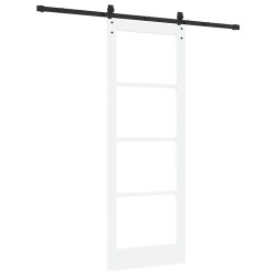 Porte Coulissante avec Quincaillerie Blanche 78x211 cm en Bois Massif de Pin 