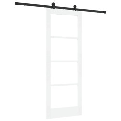 Porte coulissante avec quincaillerie 'ORKDAL'Blanc Bois massif et Verre 