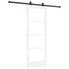 Porte coulissante avec quincaillerie 'ORKDAL'Blanc Bois massif et Verre 