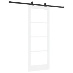 Porte coulissante avec quincaillerie 'ORKDAL'Blanc Bois massif et Verre 