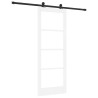 Porte coulissante avec quincaillerie 'ORKDAL'Blanc Bois massif et Verre 
