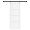 Porte coulissante avec ensemble de quincaillerie blanche 93x232 cm en bois massif de pin 