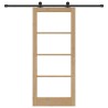 Porte Coulissante avec Kit Quincaillerie 'ORKDAL'en Bois Massif et Verre 