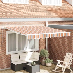Parasol Manuel Rétractable Rayures Multicolores 350x250 cm 
