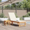 Chaise longue avec table et coussin en bois d'acacia 