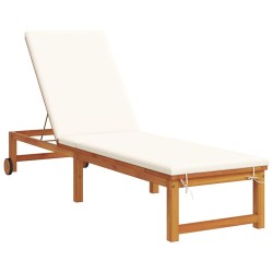 Chaise longue avec table et coussin en bois d'acacia 