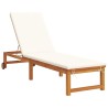Chaise longue avec table et coussin en bois d'acacia 