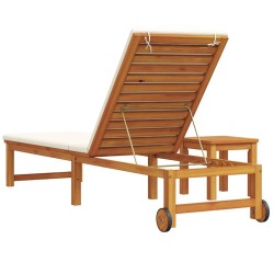 Chaise longue avec table et coussin en bois d'acacia 