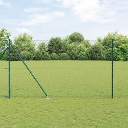 Jeu de Poteaux de Clôture Vert 1.6 x 10 m Acier galvanisé 