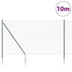 Jeu de Poteaux de Clôture Vert 1.6 x 10 m Acier galvanisé 