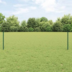 Poteaux de Clôture 11 pcs U-Channel Vert 60 cm Acier 
