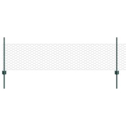 Poteaux de Clôture 11 pcs U-Channel Vert 60 cm Acier 