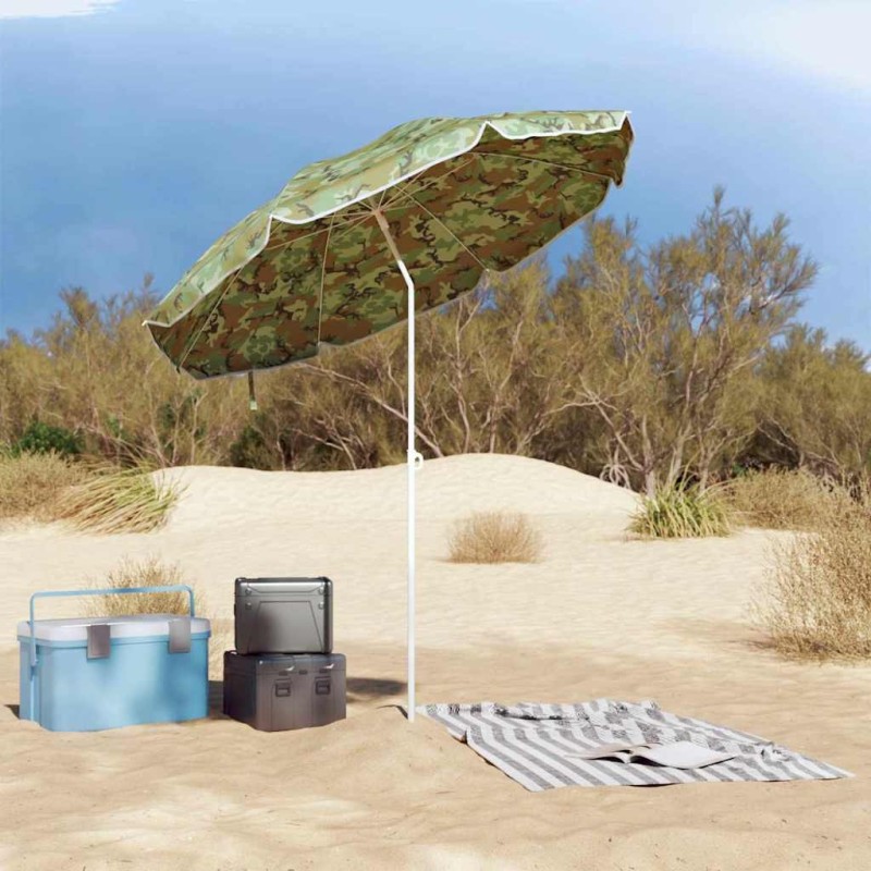 Parasol de plage camouflage 161 x 193 cm avec poteau en métal 