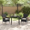 Ensemble de jardin 3 pièces avec coussins en poly rotin noir 