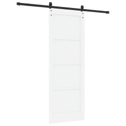 Porte Coulissante avec Set de Quincaillerie Blanche 78x211 cm en Bois de Pin Massif 