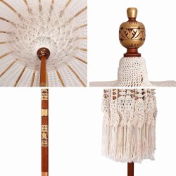 Parasol Autre Crème x 250 cm Coton et bois massif 