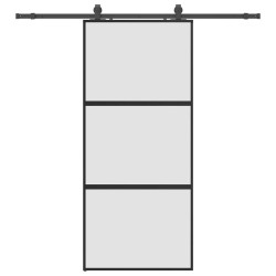 Porte coulissante avec kit de quincaillerie noir 90x205 cm 