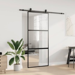 Porte coulissante avec kit de quincaillerie noir 90x205 cm 