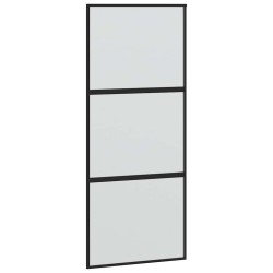 Porte coulissante avec kit de quincaillerie noir 90x205 cm 