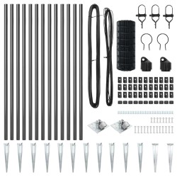 Clôture Euro de avec 13 poteaux pointus, 1 x 25 m en acier galvanisé gris 