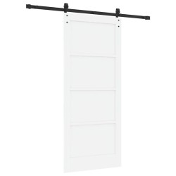 Porte Coulissante avec Quincaillerie Blanche 86 x 198,5 cm en Bois Massif de Pin 