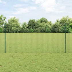Clôture Euro avec 11 poteaux U Verte 1,2x25 m Acier 
