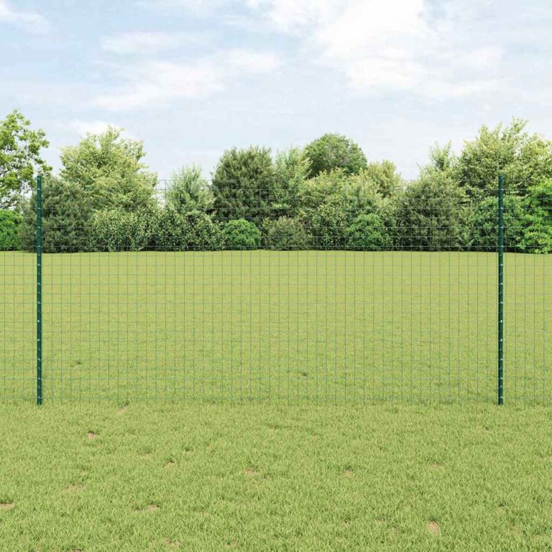 Clôture Euro avec 11 poteaux U Verte 1,2x25 m Acier 