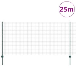 Clôture Euro avec 11 poteaux U Verte 1,2x25 m Acier 