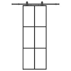 Porte coulissante kit de quincaillerie noir 76x205 cm verre ESG 