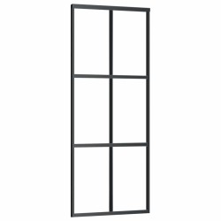 Porte coulissante kit de quincaillerie noir 76x205 cm verre ESG 